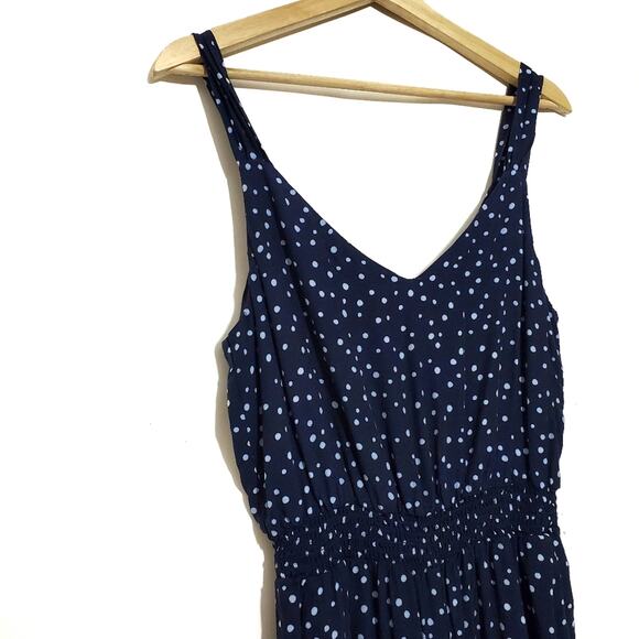 LOFT | Blue Polka-dot Ankle Crop Jumpsuit with Pockets - Picture 6 of 11